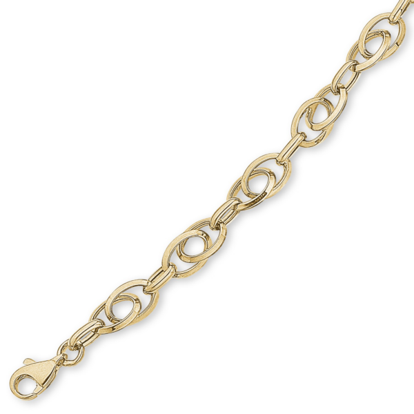 8kt. Goldarmband 2 große ovale Glieder und 1 kleines. Länge 18,5 cm.