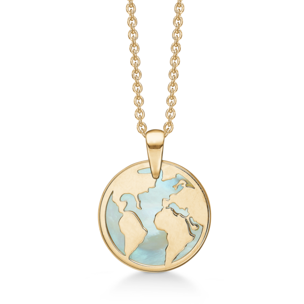 8kt. Goldkette Welt mit Perlmutthintergrund