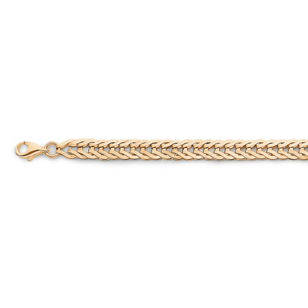 8kt. goldkette mit flachem fischgrätenmuster. Länge 44 cm.