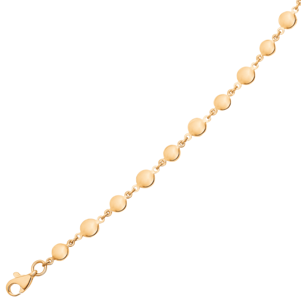 8kt. goldene Halskette abwechselnd große und kleine flache Kugel. Länge 43 cm.