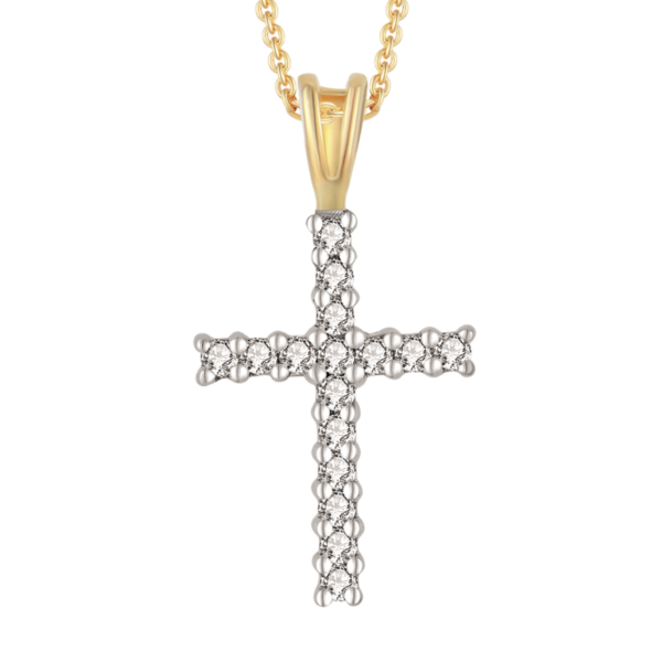 Kreuz Halskette aus 8 Karat Gold mit weißen Zirkonia-Steinen