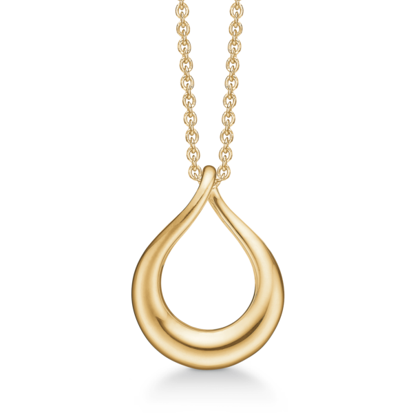 8kt. Collier Drop mit Loch in der Mitte. Die Kette ist silbervergoldet in der Länge 42-45 cm.