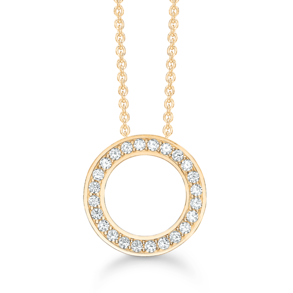 8kt. goldener Halskettenkranz mit facettiertem Zirkonia. Abmessungen: 18mm. im Durchmesser.