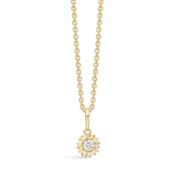 Goldene Blumenkette mit Herzen und Steinen 42-45 cm