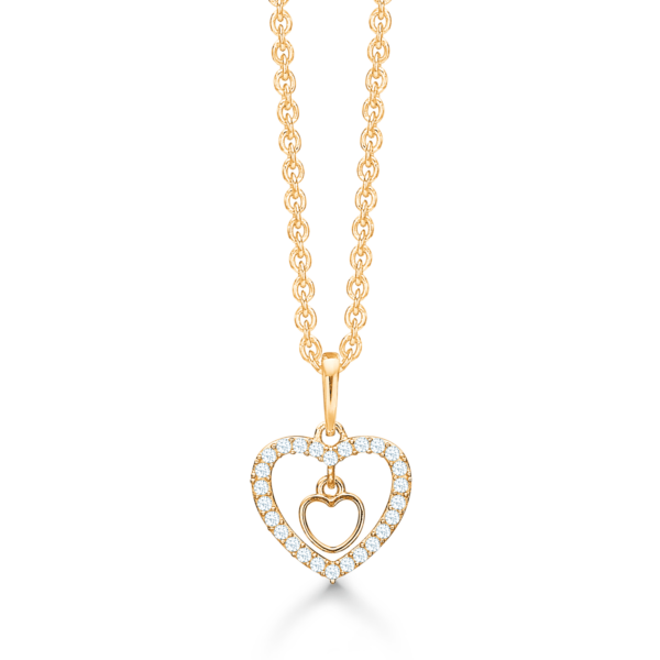 Goldene Herzkette mit Steinen 8 Karat 42-45 cm