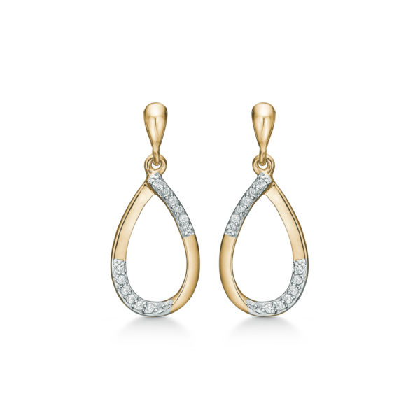 Arkandi Hängeohrringe Gold 14 Karat mit weißen Zirkonia-Steinen