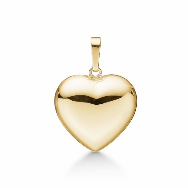 Herzanhänger aus 14 Karat Gold "mollig". Abmessungen: 16 x 15 mm