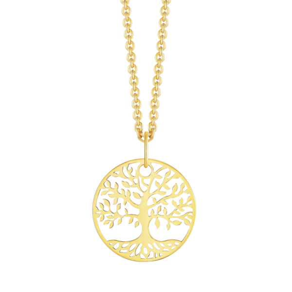 Lebensbaum Kette 14 Karat Gold, der Lebensbaum im Kreis