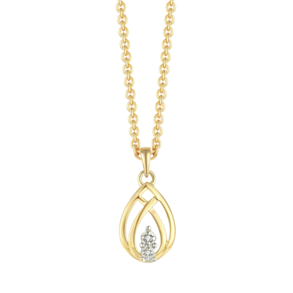 Doppeltropfen-Halskette aus 14 kt Gold mit synthetischen Zirkonia