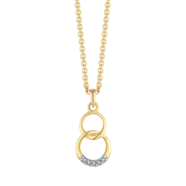 Double Circle Halskette aus 14 Karat Gold mit Zirkonia-Steinen