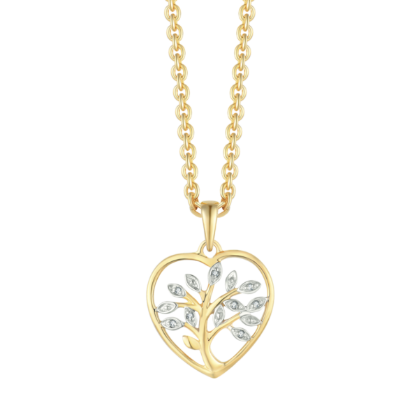 Lebensbaum Kette 14 Karat Gold mit Diamanten