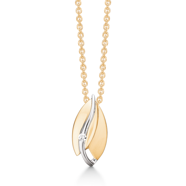 14kt. Rotgold Collier Tropfen matt rot mit Synthetik. Zirkonia in rhodinierter Linie oben