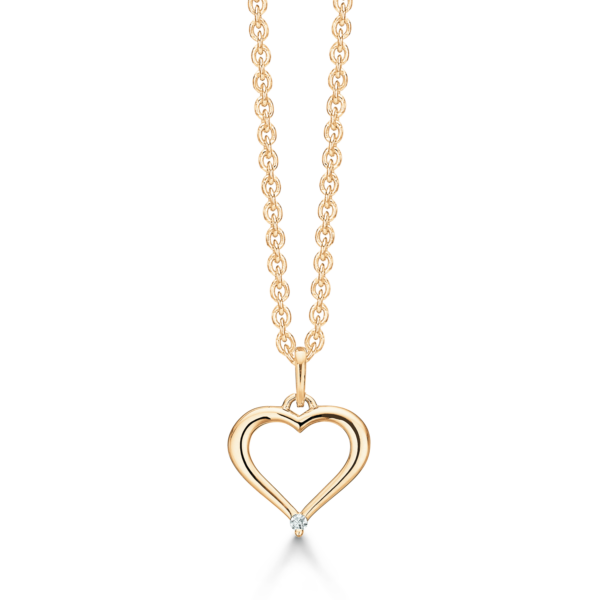Diamant-Herzkette 14 Karat Gold 42-45 cm