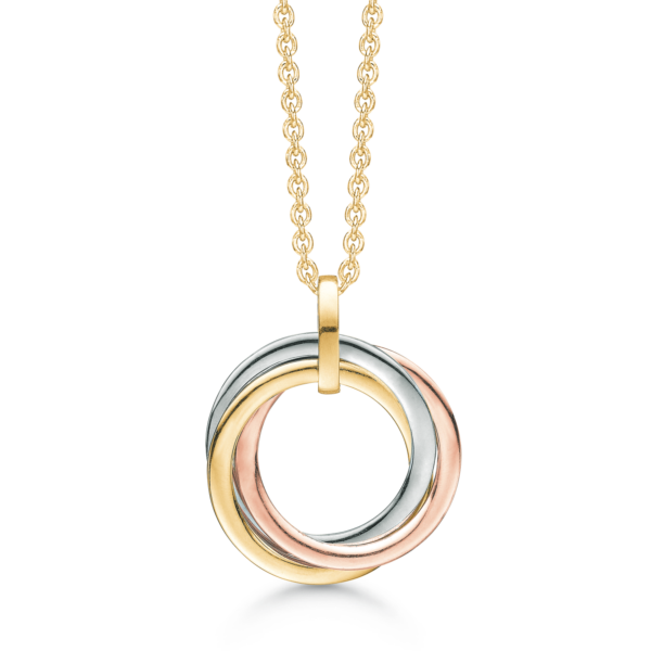 14kt. goldene Halskette 3 farbige Kreise.