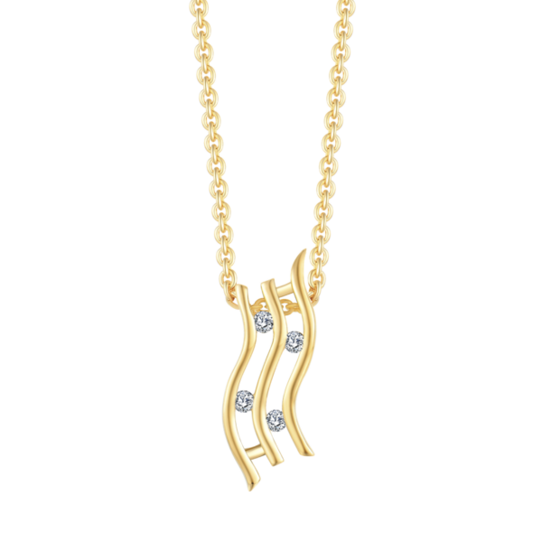 Anhänger aus 14 kt Gold, 3 Linien mit 4 Zirkonia dazwischen