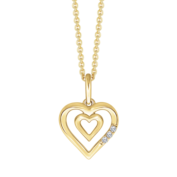 Doppelherz-Halskette aus 14 Karat Gold mit Diamanten
