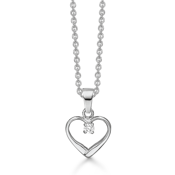 Herzkette Weißgold 8 Karat mit Stein oben 42-45 cm