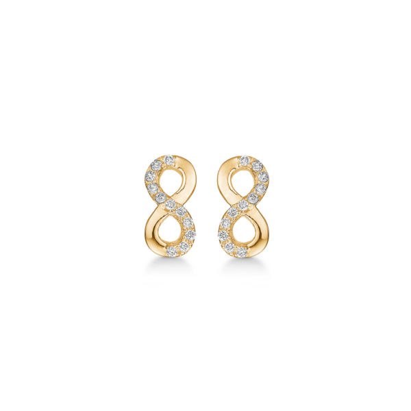 Infinity-Ohrringe vergoldet mit Steinen 10 x 5 mm.