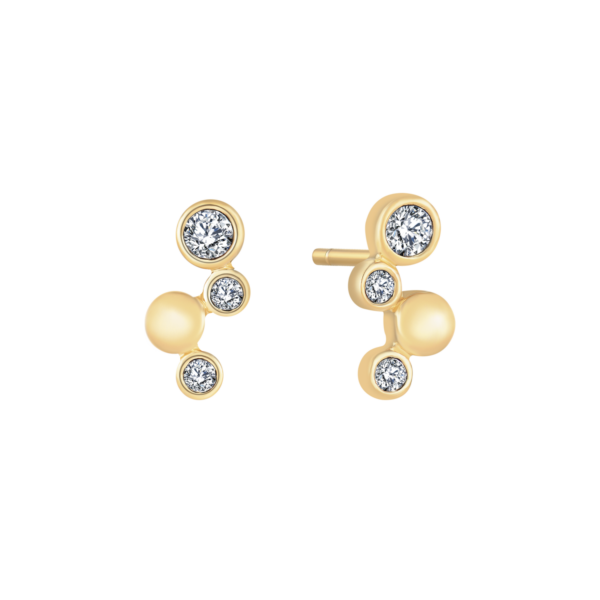 Versilberte Ohrstecker 4 rund, 3 mit Zirkonia und 1 klar