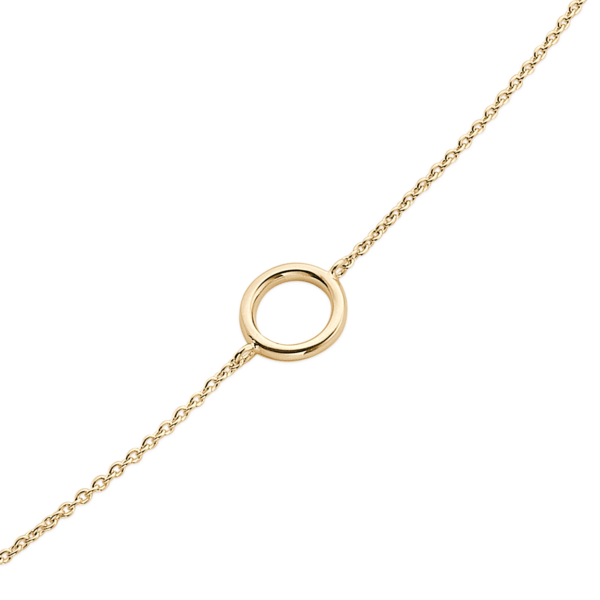 Silberarmband vergoldeter Kreis an Kette. Länge 17+4cm.