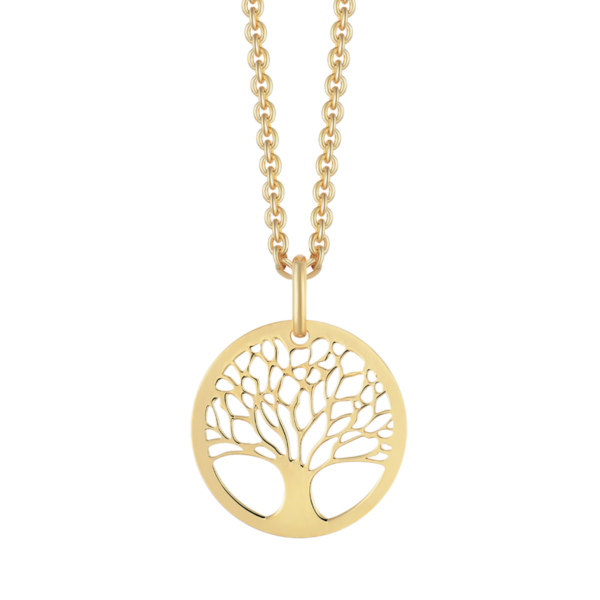 Lebensbaum Kette vergoldet. Abmessungen: 25 mm Durchmesser