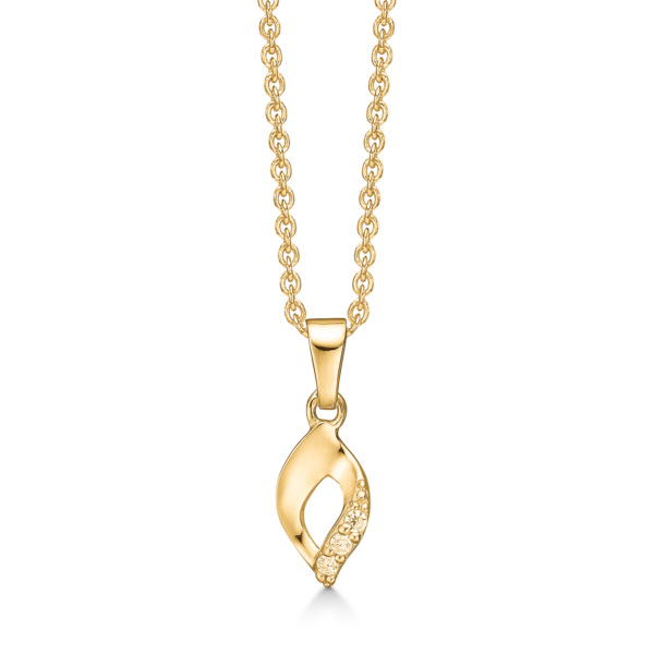 Halskette Turned Eye 14 Karat vergoldet mit Zirkonia 42-45 cm