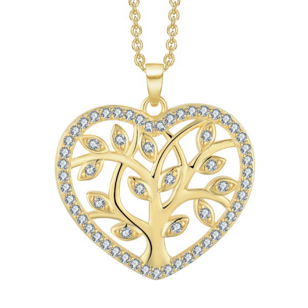 Lebensbaum Kette vergoldet mit Zirkonia Abmessungen: 20 x 22 x 2,8 mm