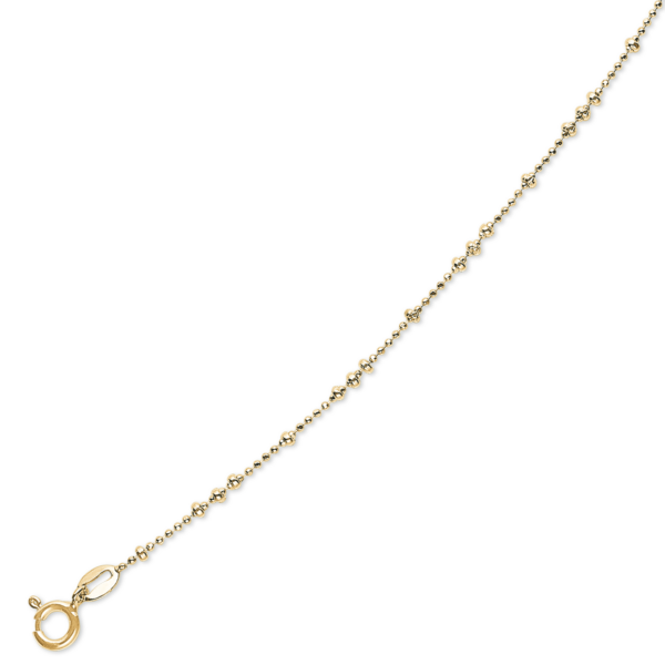 Silbervergoldete Fußkette Kugelkette mit abwechselnd 3 und 1 Kugel Länge 23+4 cm.
