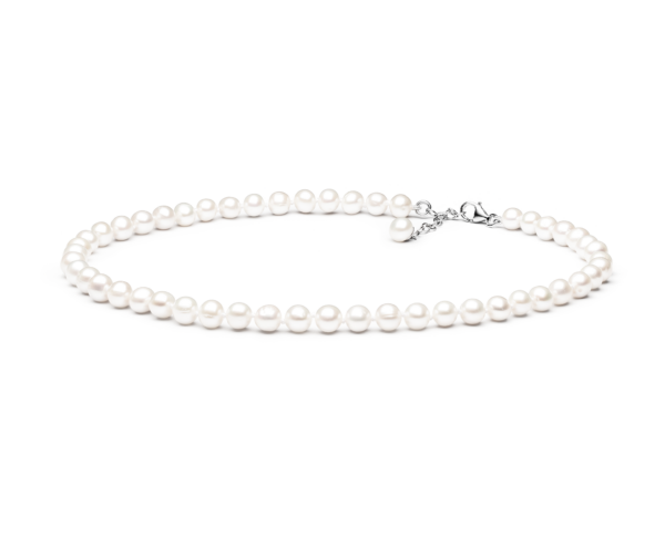 Perlehalskæde med runde ferskvandsperler FARW575-C