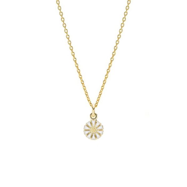Lund Copenhagen gänseblümchen Halskette aus vergoldetem Silber mit weißer Emaille. 7,5mm