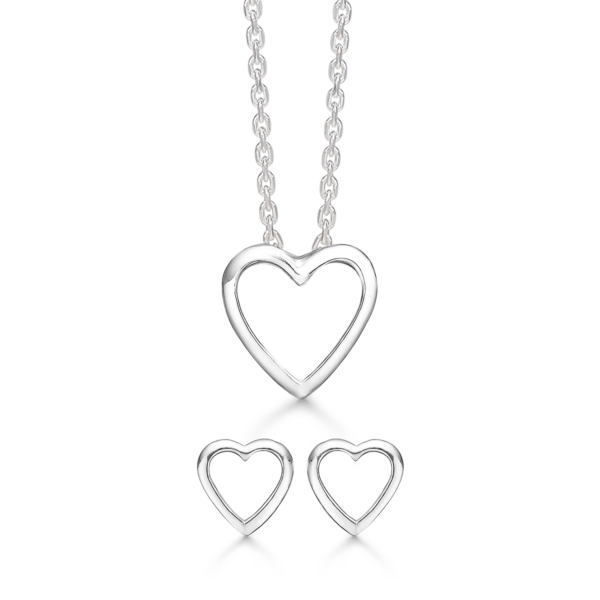 Silberschmuckset Herz. Die Kette ist 42-45 cm lang.