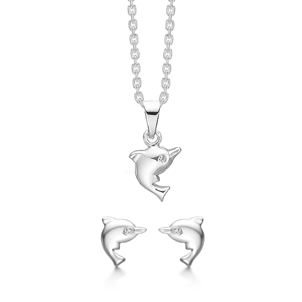Silberbesetzter Delfin mit Synth. Zirkonia als Auge