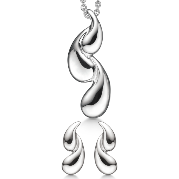 Silberschmuckset rhodiniert gebogenes Auge. Die Kette ist 42-45 cm lang.