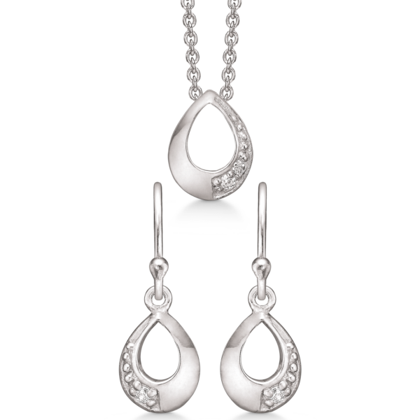 Silberbesatz rhodiniert oval mit facettiertem Zirkonia an der Seite.