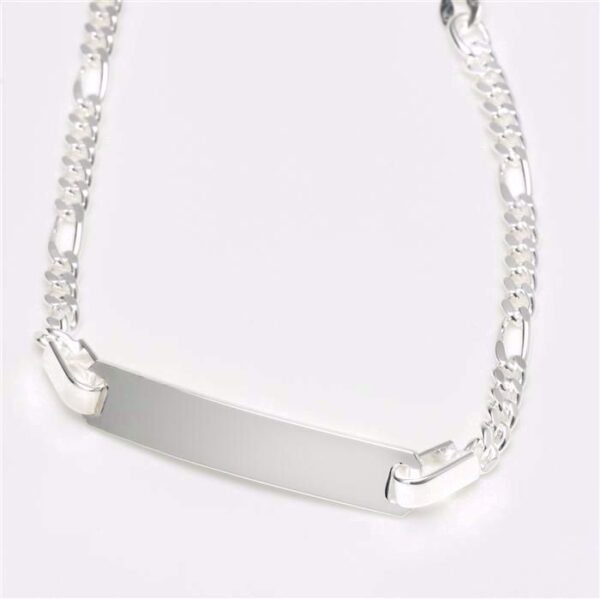 Figaro-Kinderarmband aus Silber mit Gravurplatte – 8324. Gravur möglich