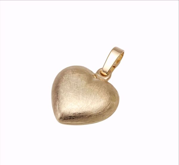 Herz aus echtem 14 Karat Gold mit matter Oberfläche, 13x13 mm. Gravur möglich