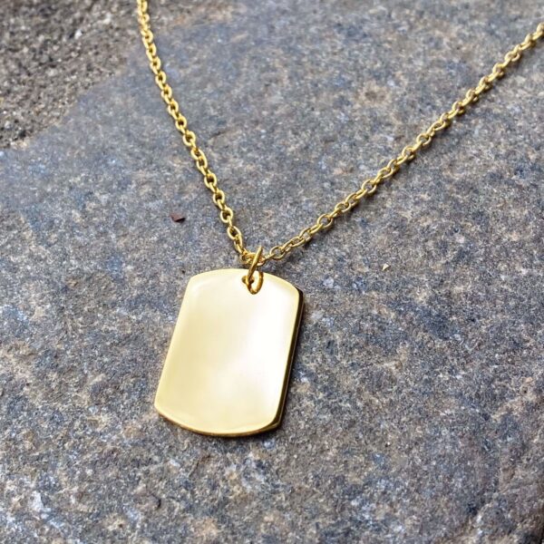 Goldfarbener Herrenanhänger aus Stahl mit 55 cm Kette – 30112
