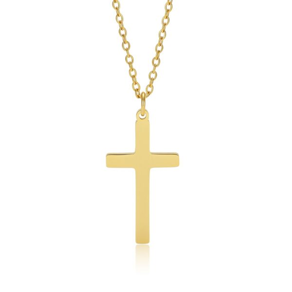 Wasserfest Celestina: Goldfarbene Kreuz-Halskette für Damen, 15 x 26 mm – Gravur möglich
