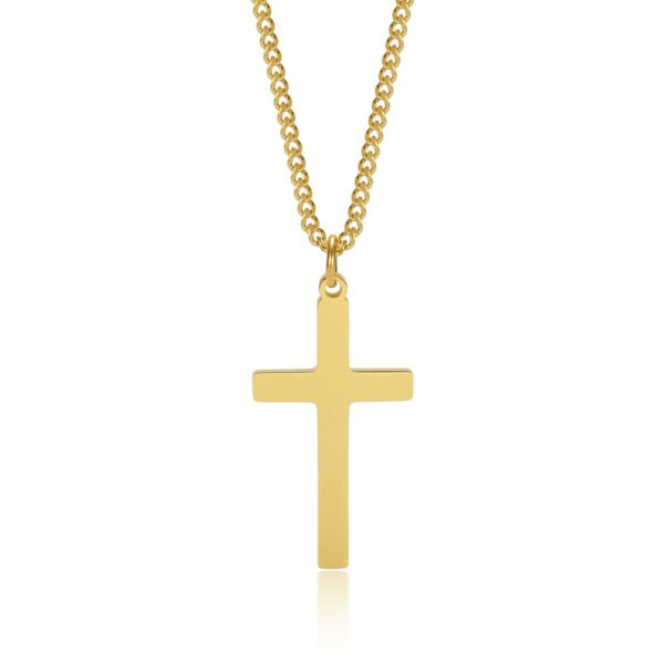 Wasserfest Celestino: Goldfarbene Kreuz-Halskette für Herren, 15 x 26 mm. Gravur möglich