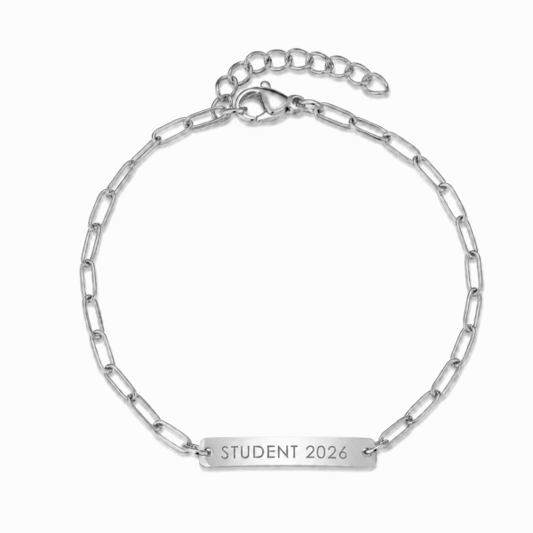 Studentenarmband - versilbert, Gliederkette 16 + 4 cm und kostenlose Gravur - Geschenk zum Schulabschluss