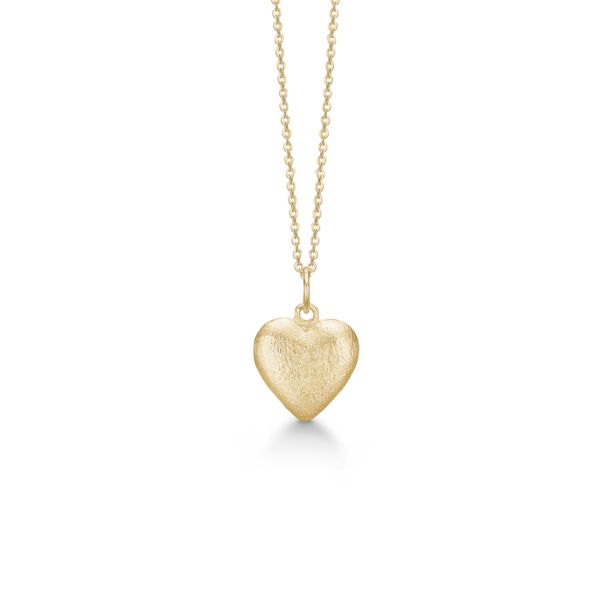Aagaard Halskette mit gebürstetem Herz aus 8 Karat Gold. Gravur möglich