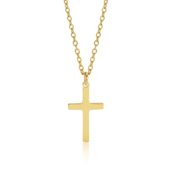 Wasserfest Celestina: Goldfarbene Kreuz-Halskette für Damen – 13 x 21 mm