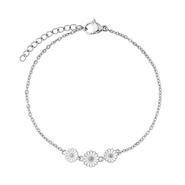 Copenhagen Smykker – Wasserfestes Gänseblümchen-Armband aus versilbertem Stahl (PVD) – verstellbar von 17–20 cm
