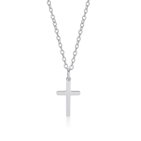 Wasserfest Celestina: Silberfarbene Kreuz-Halskette für Damen – 10x15 mm