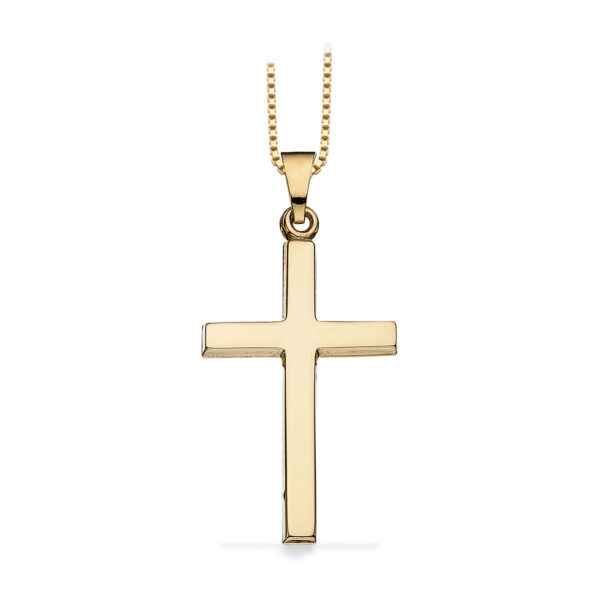 Scrouples Kreuz-Halskette aus 8 Karat Gold, 25x16 mm. Gravur möglich