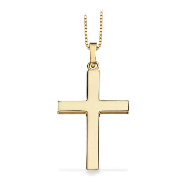 Scrouples Kreuz-Halskette aus 8 Karat Gold, 29x19 mm. Gravur möglich
