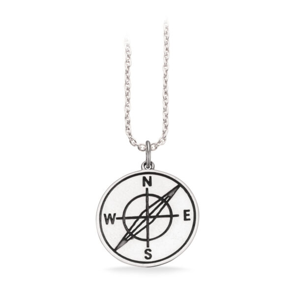 Scrouples Herren-Halskette mit Kompass aus Silber, inklusive Kette
