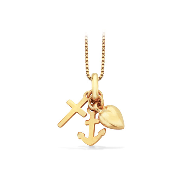 Scrouples Halskette Glaube, Hoffnung und Liebe, klein, 8 Karat Gold. Gravur möglich
