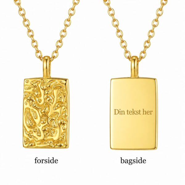 Wasserfeste Damen-Halskette mit gehämmertem Anhänger und 18 Karat Goldbeschichtung (PVD) – Gravur möglich
