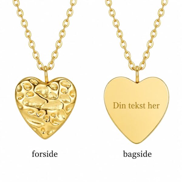 Wasserfeste Herz-Halskette mit gehämmerter Oberfläche und 18 Karat Goldbeschichtung (PVD)
